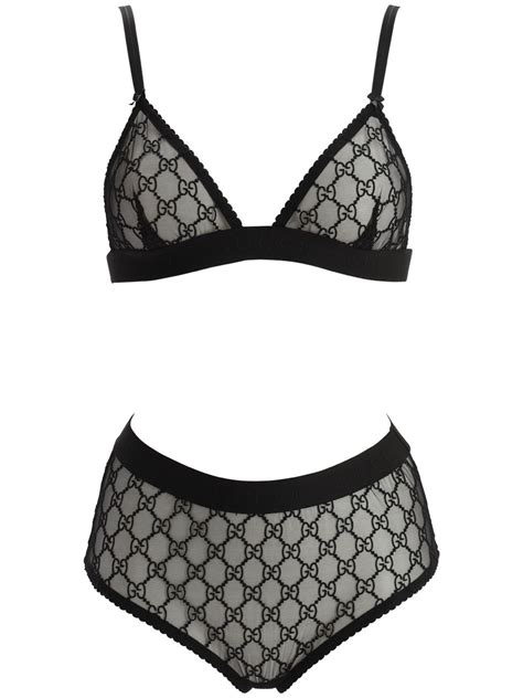 gucci sheer set|Black GG Tulle Lingerie Set .